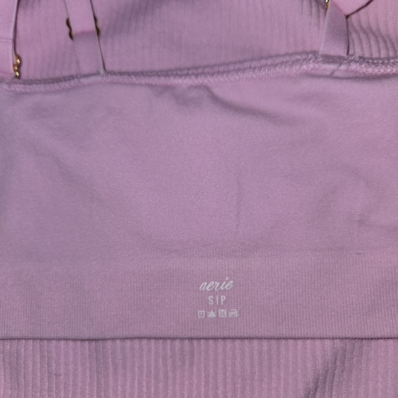 Aerie Small Light Pink Long Line Sports Bralette with Gold Detail - Picture 10 of 11